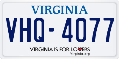 VA license plate VHQ4077