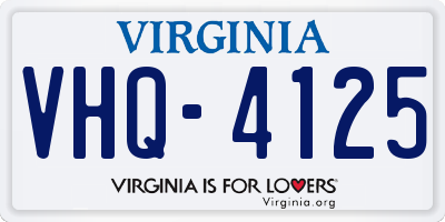 VA license plate VHQ4125