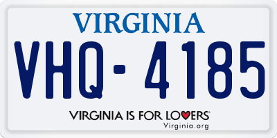 VA license plate VHQ4185