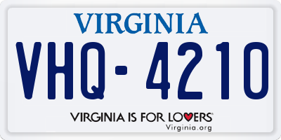 VA license plate VHQ4210