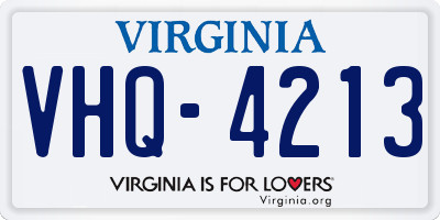 VA license plate VHQ4213