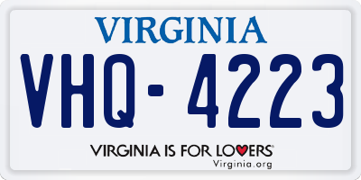 VA license plate VHQ4223
