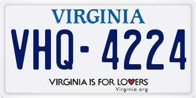 VA license plate VHQ4224