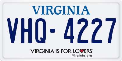 VA license plate VHQ4227