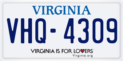 VA license plate VHQ4309