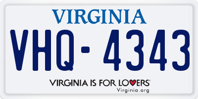 VA license plate VHQ4343
