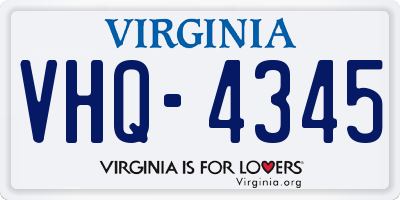 VA license plate VHQ4345