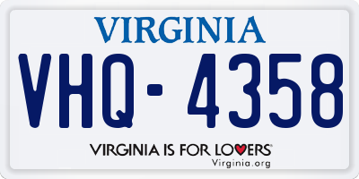 VA license plate VHQ4358