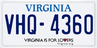 VA license plate VHQ4360