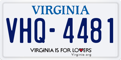 VA license plate VHQ4481