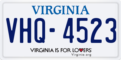 VA license plate VHQ4523