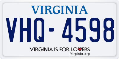 VA license plate VHQ4598