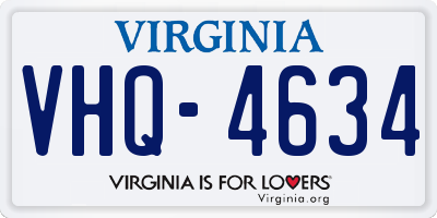 VA license plate VHQ4634