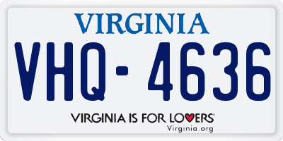 VA license plate VHQ4636
