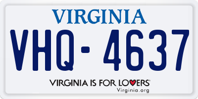 VA license plate VHQ4637