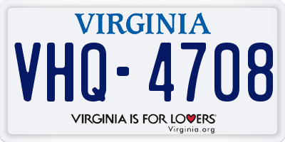 VA license plate VHQ4708