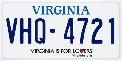VA license plate VHQ4721