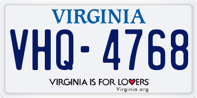 VA license plate VHQ4768