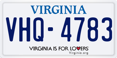 VA license plate VHQ4783