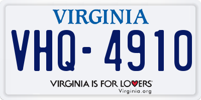 VA license plate VHQ4910