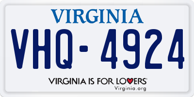 VA license plate VHQ4924