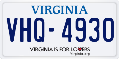 VA license plate VHQ4930