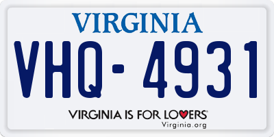 VA license plate VHQ4931