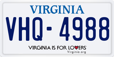 VA license plate VHQ4988