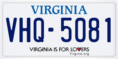 VA license plate VHQ5081