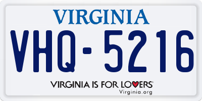VA license plate VHQ5216
