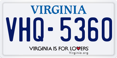 VA license plate VHQ5360