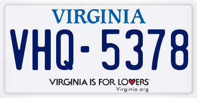 VA license plate VHQ5378