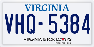 VA license plate VHQ5384