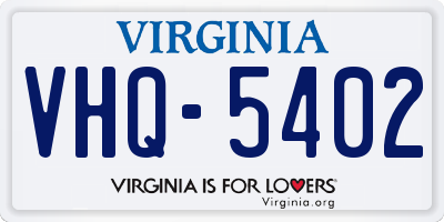 VA license plate VHQ5402