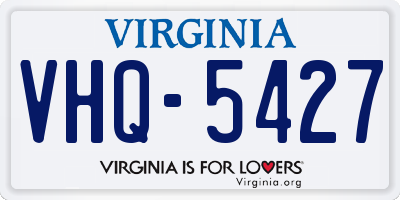 VA license plate VHQ5427