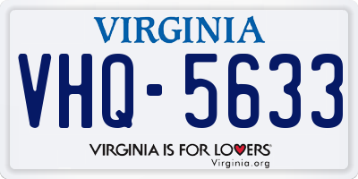 VA license plate VHQ5633