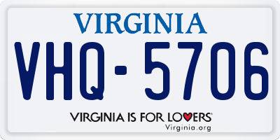 VA license plate VHQ5706