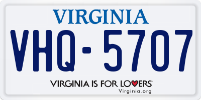 VA license plate VHQ5707