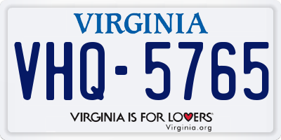 VA license plate VHQ5765