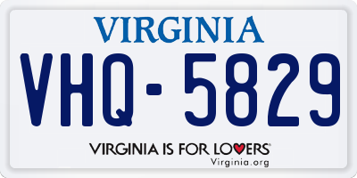 VA license plate VHQ5829