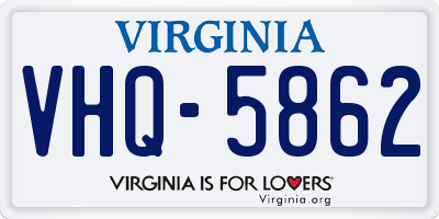 VA license plate VHQ5862