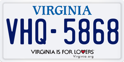 VA license plate VHQ5868