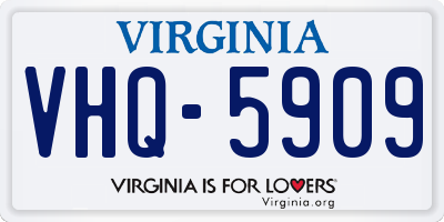 VA license plate VHQ5909