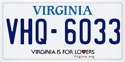 VA license plate VHQ6033
