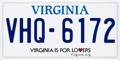 VA license plate VHQ6172