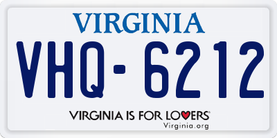 VA license plate VHQ6212