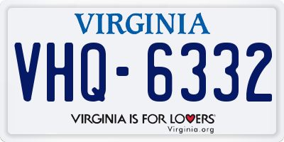 VA license plate VHQ6332