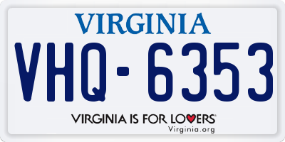 VA license plate VHQ6353