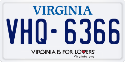VA license plate VHQ6366