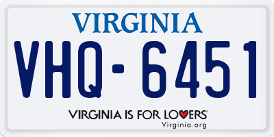 VA license plate VHQ6451